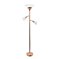 Elegant Designs 3-Light Floor Lamp, 71"H, Rose Gold/White