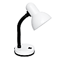 Simple Designs Basic Desk Lamp, Adjustable Height, 13"H, White Shade/White Base
