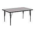 Flash Furniture 48''W Rectangular Thermal Laminate Activity Table With Short Height-Adjustable Legs, Gray 1 thumbnail image