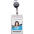 Advantus Vinyl Badge Reel Holders, For 2-9/16" x 3-3/4" Media, Black/Clear, Pack Of 10 Holders