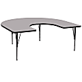 Flash Furniture 66"W Horseshoe Thermal Laminate Activity Table With Short Height-Adjustable Legs, Gray