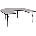 Flash Furniture 66"W Horseshoe Thermal Laminate Activity Table With Short Height-Adjustable Legs, Gray 1 thumbnail image