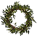 Nearly Natural Polyester Olive Wreath, 20", Green