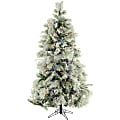 Fraser Hill Farm Flocked Snowy Pine Christmas Tree, 9', With Multicolor LED String Lighting