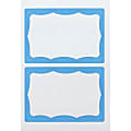 Advantus Color Border Adhesive Name Badges, AVT97048, 2 5/8" x 3 3/4" Rectangle, White/Blue , Box Of 100