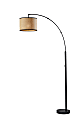 Adesso® Bowery Arc Floor Lamp, 73-1/2"H, Natural/Black