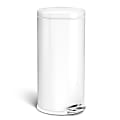 simplehuman® Round Steel Step Trash Can, 9.25 Gallons, White