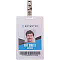 Advantus Strap Clip Self-laminating Badge Holders - Support 2.25" x 3.50" Media - Vertical - 4.3" x 2.6" x - 25 / Pack - Clear