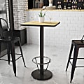 Flash Furniture Square Laminate Table Top With Round Bar Height Table Base And Foot Ring, 43-3/16”H x 24”W x 24”D, Natural 1 thumbnail image