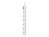 Tripp Lite 6-Outlet Power Strip - British BS1363A Outlets, 220-250V AC, 13A, 1.8 m Cord, BS1363A Plug, White - Power strip - 13 A - AC 230 V - input: BS 1363A - output connectors: 6 (BS 1363A) - 6 ft cord - white 1 thumbnail image