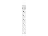 Tripp Lite 6-Outlet Power Strip - British BS1363A Outlets, 220-250V AC, 13A, 1.8 m Cord, BS1363A Plug, White - Power strip - 13 A - AC 230 V - input: BS 1363A - output connectors: 6 (BS 1363A) - 6 ft cord - white