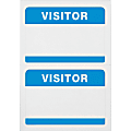 Advantus Self-Adhesive Visitor Badges, Rectangle, 2-1/4" x 3-1/2", White/Blue, Box of 100