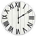 Elegant Designs Handsome Rustic Farmhouse Wood Wall Clock, 21", Whitewash