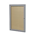 Ghent 1-Door Enclosed Vinyl Bulletin Board, 24" x 18", Caramel, Satin Frame