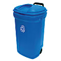 United Solutions Rectangular Polypropylene Wheeled Recycling Can, 35 1/4"H x 18 7/8"W x 20 3/4"D, 34 Gallons, Blue