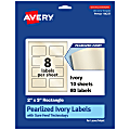 Avery® Pearlized Permanent Labels With Sure Feed®, 94237-PIP10, Rectangle, 2" x 3", Ivory, Pack Of 80 Labels 1 thumbnail image