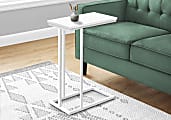Monarch Specialties Garner Metal C-Shaped Accent Table, 25-1/4”H x 10-1/4”W x 18-1/2”D, White