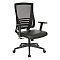 Office Star™ Work Smart Faux Leather Mesh Back Manager Chair, T Arms, Black 1 thumbnail image