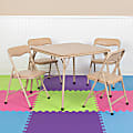Flash Furniture Kids Colorful Folding Table And 4 Chairs, 20-1/4"H x 24"W x 24"D, Tan