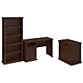 Bush Furniture Yorktown Home Office Desk With Bookcase And Lateral File Cabinet, Antique Cherry, Standard Delivery