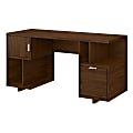 kathy ireland® Home by Bush Furniture Madison Avenue 60"W Computer Desk With Drawer/Storage Shelves/Door, Modern Walnut, Standard Delivery