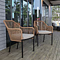 Flash Furniture Kallie Stackable All-Weather Woven Club Chairs With Zippered Seat Cushions, Ivory/Natural, Set Of 2 Chairs 1 thumbnail image