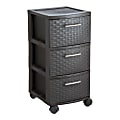 Inval Poly 3-Drawer Rolling Storage Cart, 26" x 12 5/8" x 15", Espresso 1 thumbnail image