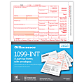 Office Depot® Brand 1099-INT Laser Tax Forms And Envelopes, 4-Part, 2-Up, 8-1/2" x 11", Pack Of 10 Form Sets