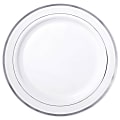 Amscan Plastic Plates, 10-1/4", White/Silver, Pack Of 10 Plates