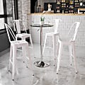 Flash Furniture Round Adjustable-Height Glass Cocktail Table, 41"H x 23-1/2"W x 23-1/2"D, Clear/Chrome