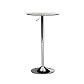 Flash Furniture Round Adjustable-Height Glass Cocktail Table, 41"H x 23-1/2"W x 23-1/2"D, Clear/Chrome