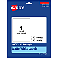 Avery® Permanent Labels, 94269-WMP250, Rectangle, 8-1/2" x 11", White, Pack Of 250 1 thumbnail image