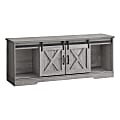 Monarch Specialties Jamie TV Stand With Sliding Barn Doors, Shelves And Storage Cabinets, 60"L, Gray