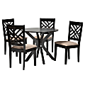 Baxton Studio Norah Fabric And Finished Wood 5-Piece Dining Set, 30”H x 34-5/16”W x 34-5/16”D, Sand/Dark Brown 1 thumbnail image