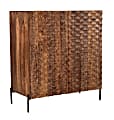 Coast to Coast Atwood Wood Bar Cabinet With Wine Bottle And Stemware Holder, 43"H x 39"W x 20"D, Dillion Sheesham Brown