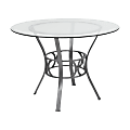 Flash Furniture Round Glass Dining Table With Crescent Frame, 29-1/2"H x 42"W x 42"D, Clear/Silver