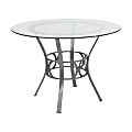 Flash Furniture Round Glass Dining Table With Crescent Frame, 29-1/2"H x 42"W x 42"D, Clear/Silver 1 thumbnail image
