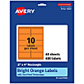 Avery® Printable Labels With Sure Feed® Technology, 94207-BOP40, Rectangle, 2" x 4", Matte Bright Orange, Pack of 400 1 thumbnail image