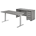 Bush Business Furniture Studio C Electric 60"W x 30"D-Adjustable Standing Desk, Credenza And Mobile File Cabinet, Platinum Gray, Standard Delivery 1 thumbnail image
