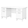 Bush Furniture Somerset 60"W Office Computer Desk, White, Standard Delivery