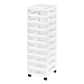 Iris® Rolling Plastic 10-Drawer Storage Cart, 42 1/4" x 12 1/16" x 14 1/4", White