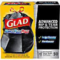 Glad ForceFlexPlus Drawstring Large Trash Bags - Large Size - 30 gal - 0.90 mil (23 Micron) Thickness - Black - 50/Box - Home, Garbage, Office, Commercial, Restaurant