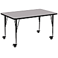 Flash Furniture Mobile 48"W Rectangular Thermal Laminate Activity Table With Short Height-Adjustable Legs, Gray 1 thumbnail image