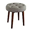 Elle Décor Penelope Round Tufted Stool, Storm Gray/Brown