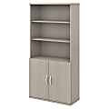 Bush Business Furniture Studio C 5-Shelf Bookcase With Doors, Sand Oak, Standard Delivery