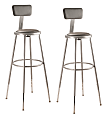 National Public Seating 6400 Series Adjustable Vinyl-Padded Science Stools With Backrests, 31-1/2 - 38-1/2"H Seat, Gray, Pack Of 2 Stools 1 thumbnail image