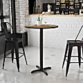Flash Furniture Round Bar-Height Table With X-Style Base, 43-3/16"H x 30"W x 30"D, Walnut