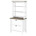 Bush Business Furniture Mayfield 66"H Bookcase With Drawers, Pure White/Shiplap Gray, Standard Delivery