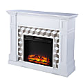SEI Furniture Darvingmore Electric Fireplace With Marble Surround, 40"H x 48"W x 14-1/2"D, White