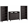 Bush Furniture Somerset Office Storage Credenza With Bookcases, Storm Gray, Standard Delivery